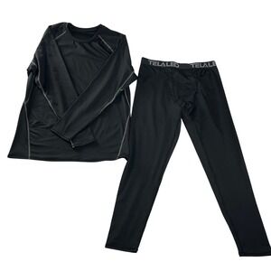 Telaleo Mens XL Black Compression Base Layer Set Exercise‎ EPRO Thermal Workout